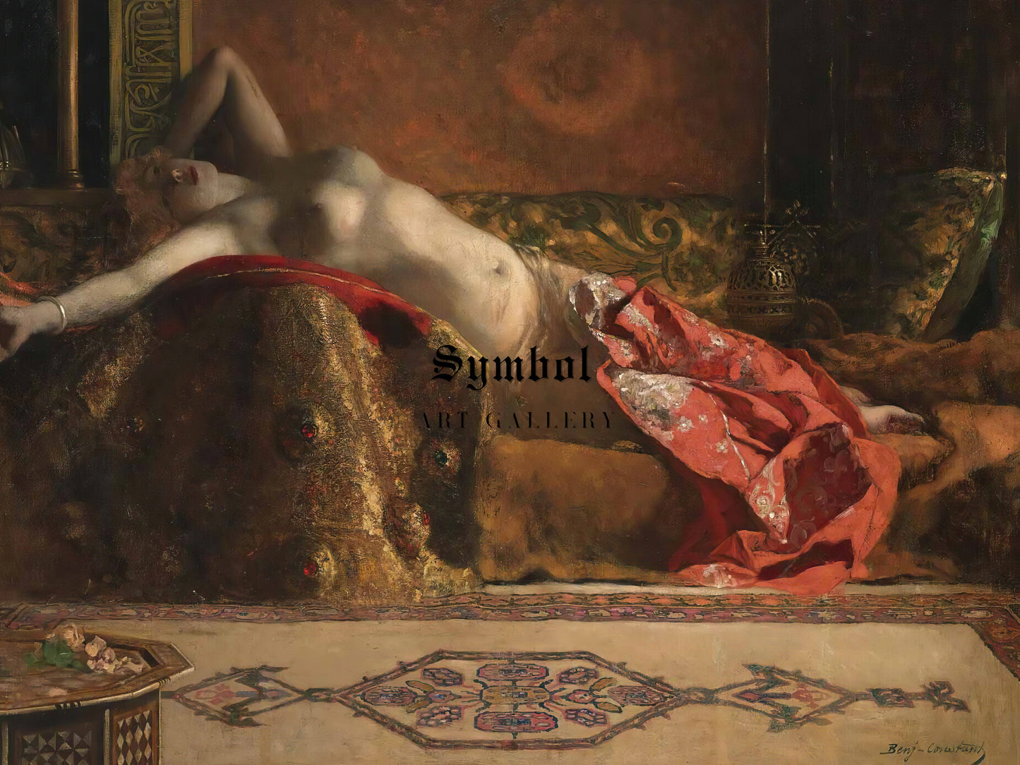Reclining Odalisque by Jean Joseph Benjamin Constant, Wall Art Print, Fine Art Reproduction, Museum Quality Decor, Poster