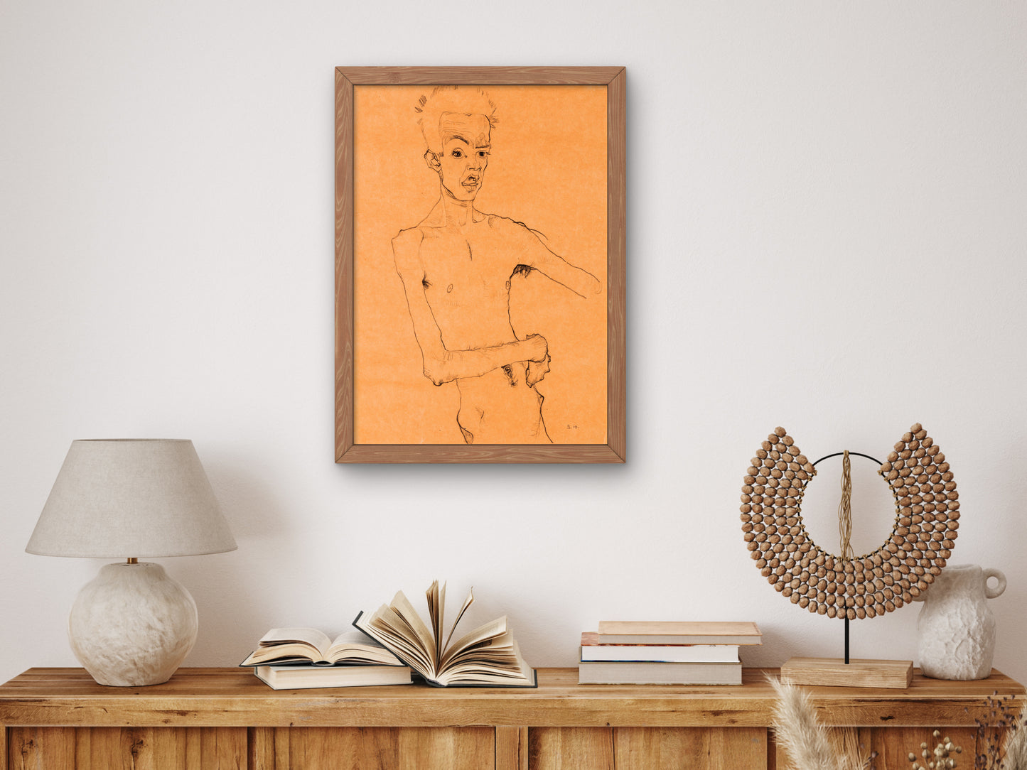 Self Portrait with Open Mouth by Egon Schiele 1910, Wall Art Print, Fine Art Reproduction, Museum Quality Decor, Poster