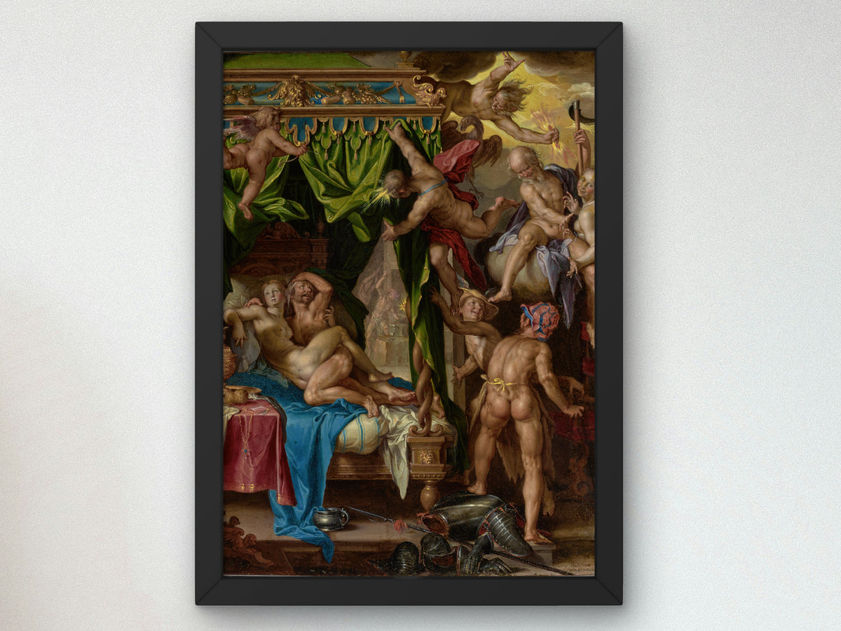 Mars and Venus Surprised by Vulcan by Joachim Wtewael 1604, Wall Art Print, Fine Art Reproduction, Museum Quality Decor, Poster