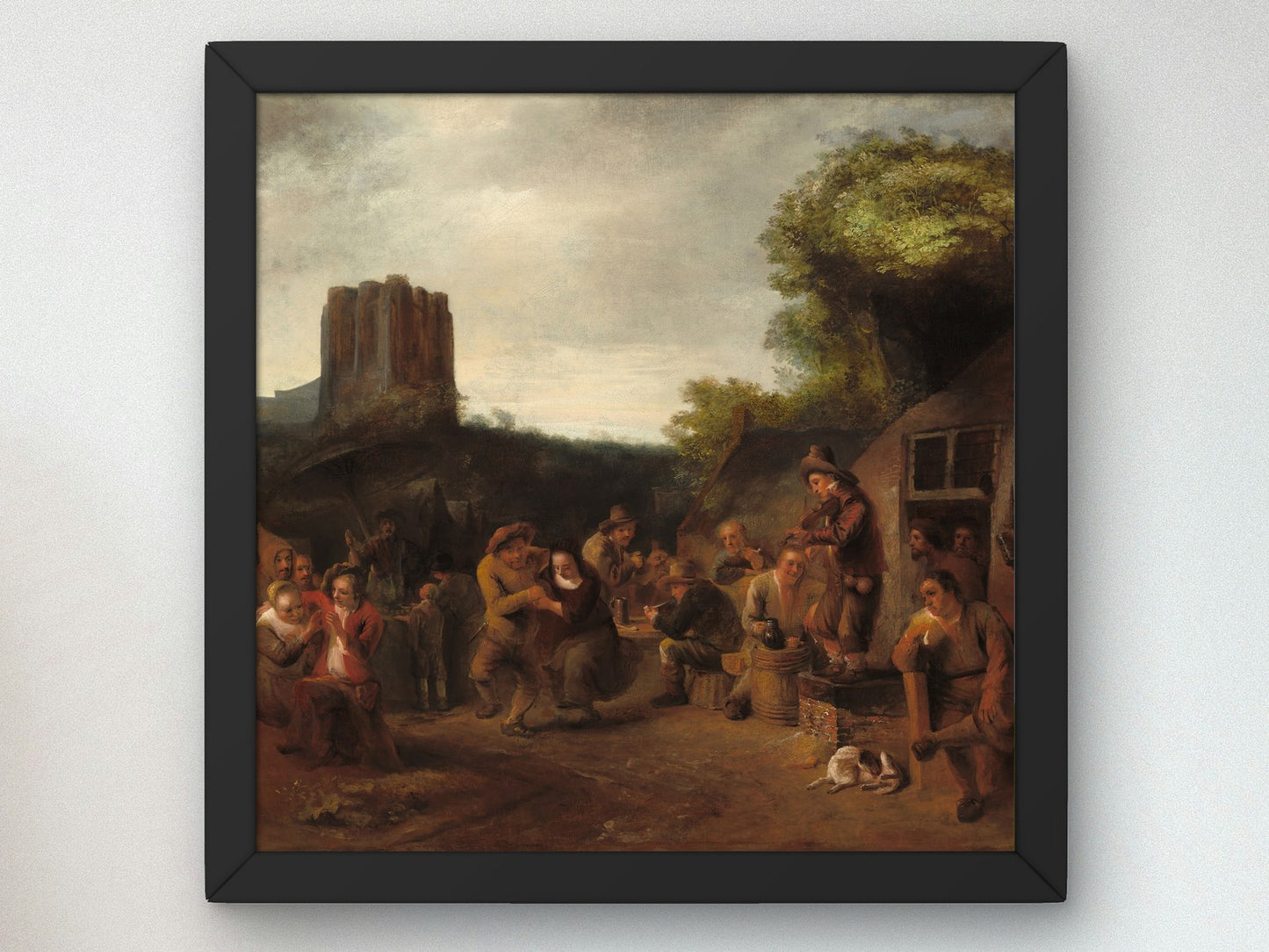 Conviviality Near the Inn by Constantijn à Renesse 1650, Wall Art Print, Fine Art Reproduction, Museum Quality Decor, Poster