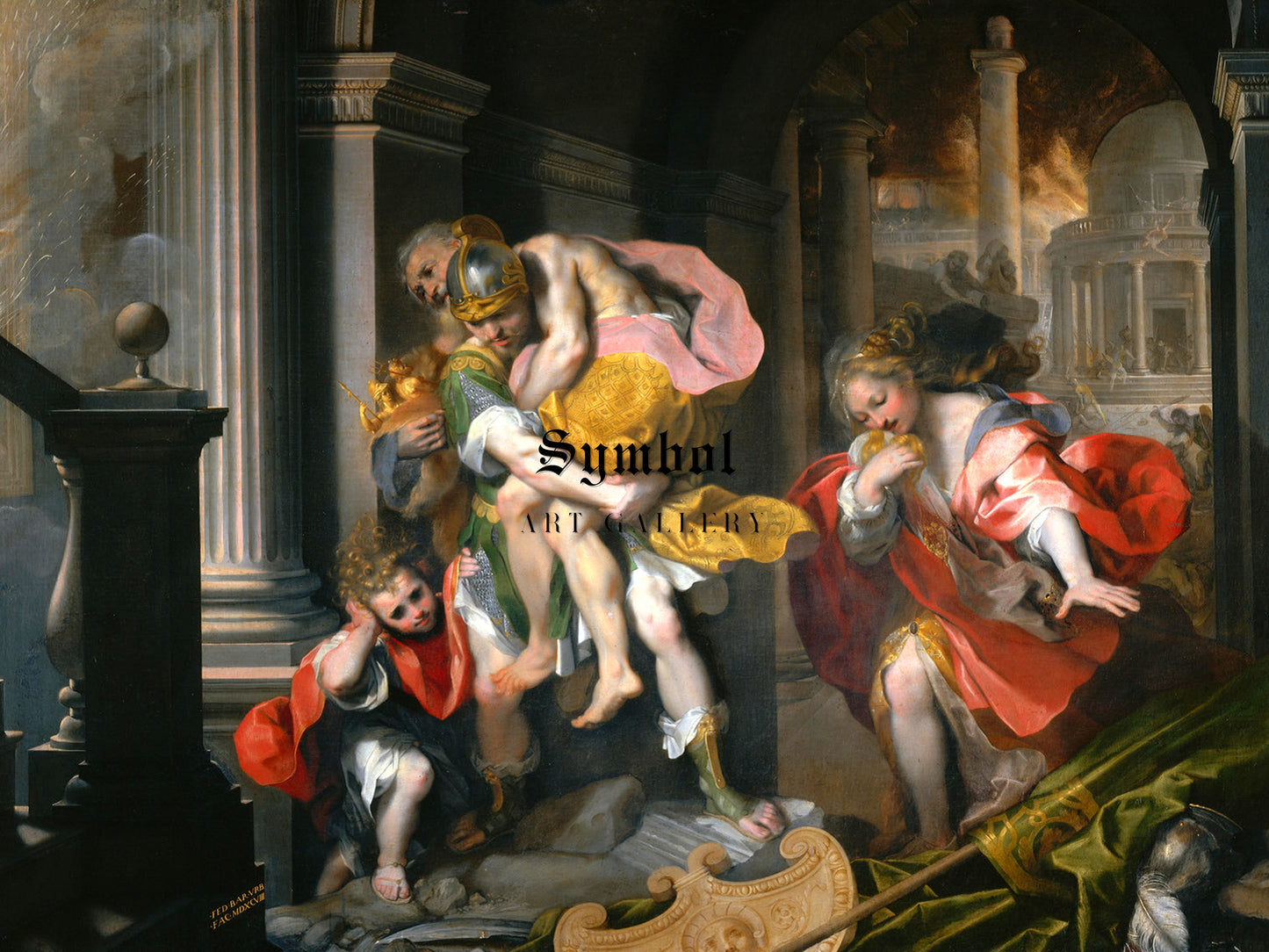 Aeneas Fleeing Troy by Federico Barocci 1598, Wall Art Print, Fine Art Reproduction, Museum Quality Decor, Poster