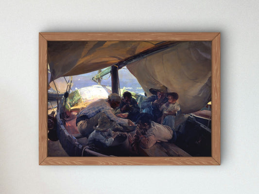 Comida en la Barca by Joaquín Sorolla 1898, Wall Art Print, Fine Art Reproduction, Museum Quality Decor, Poster