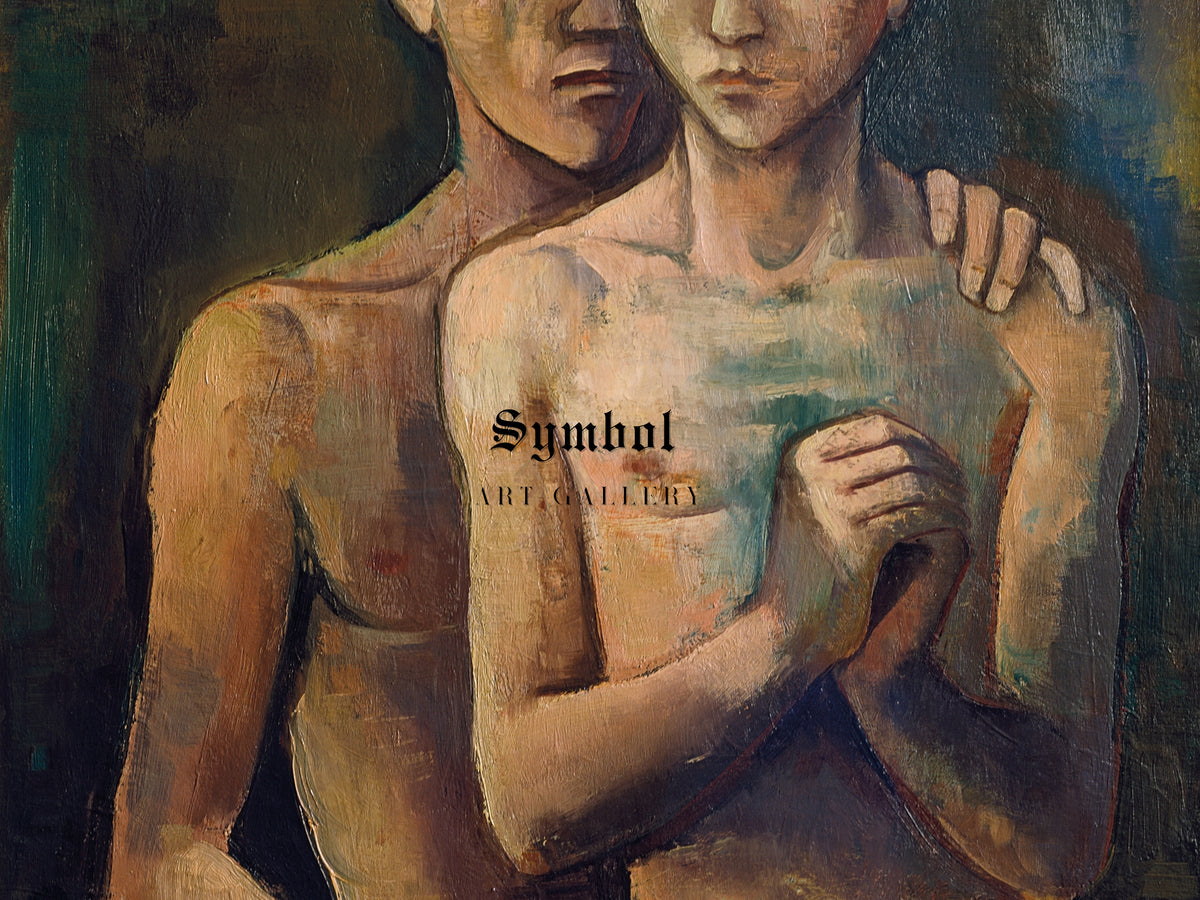 Two Friends by Karl Hofer 1926, Wall Art Print, Fine Art Reproduction, Museum Quality Decor, Poster
