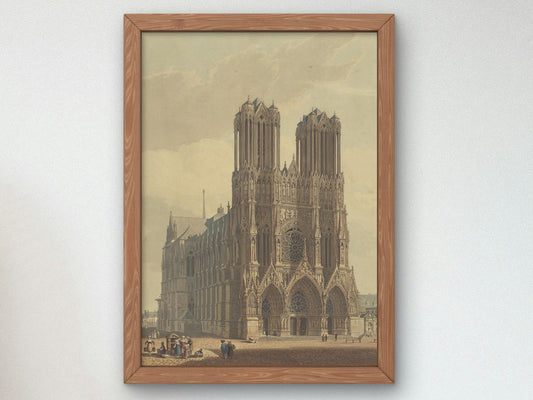 Portail de l'église Cathédrale de Rheims by Charles Wild 1823, Wall Art Print, Fine Art Reproduction, Museum Quality Decor, Poster
