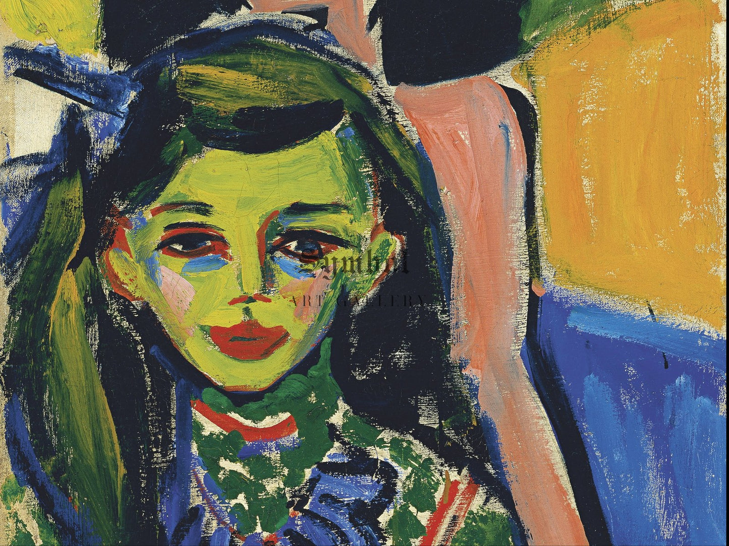 Fränzi in Front of Carved Chair by Ernst Ludwig Kirchner 1910, Wall Art Print, Fine Art Reproduction, Museum Quality Decor, Poster