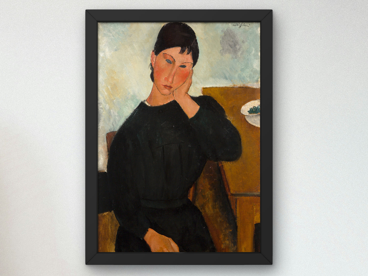 Elvira Resting at a Table by Amedeo Modigliani 1918, Wall Art Print, Fine Art Reproduction, Museum Quality Decor, Poster