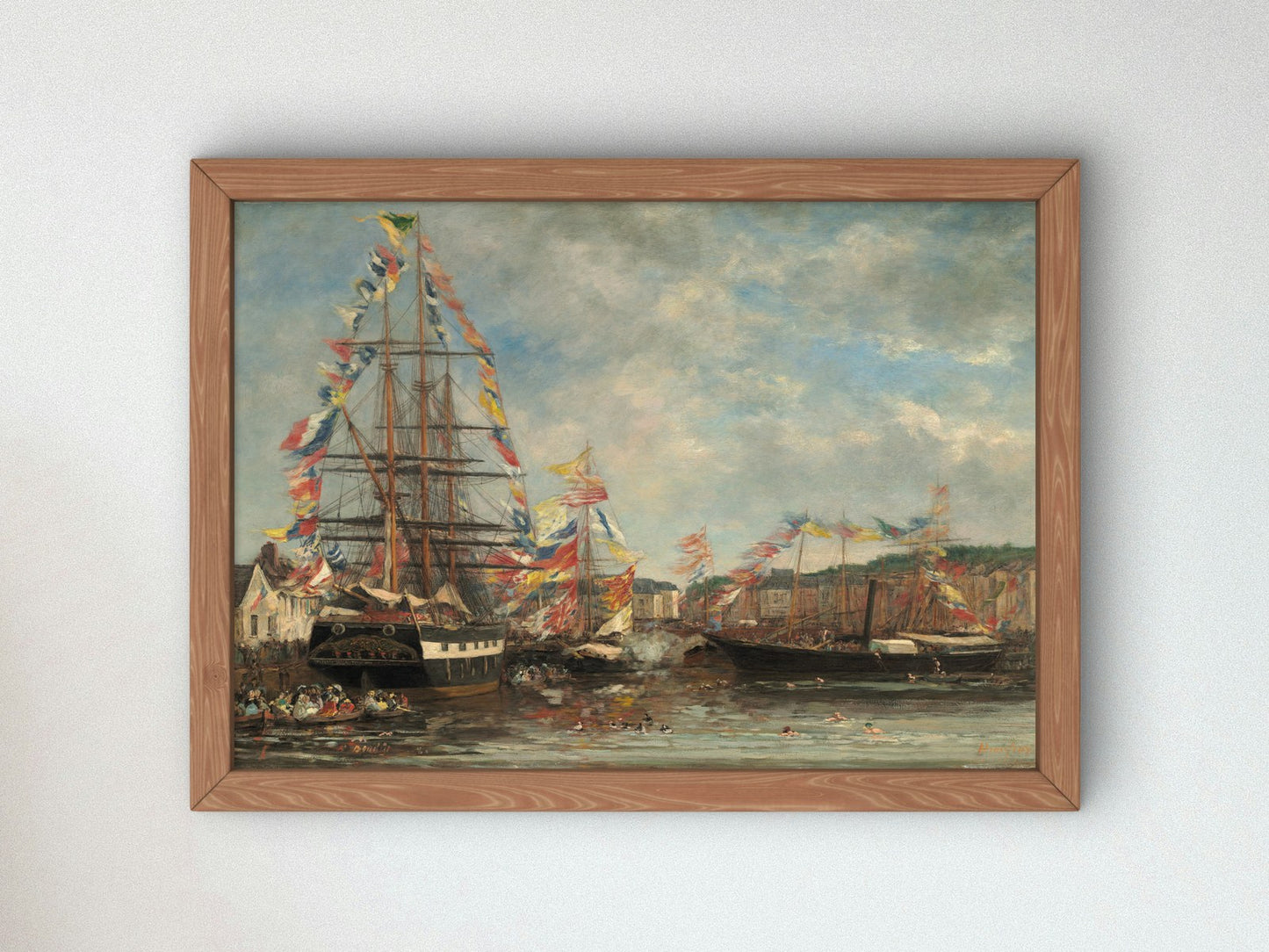 Festival in the Harbor of Honfleur by Eugène Boudin 1858, Wall Art Print, Fine Art Reproduction, Museum Quality Decor, Poster