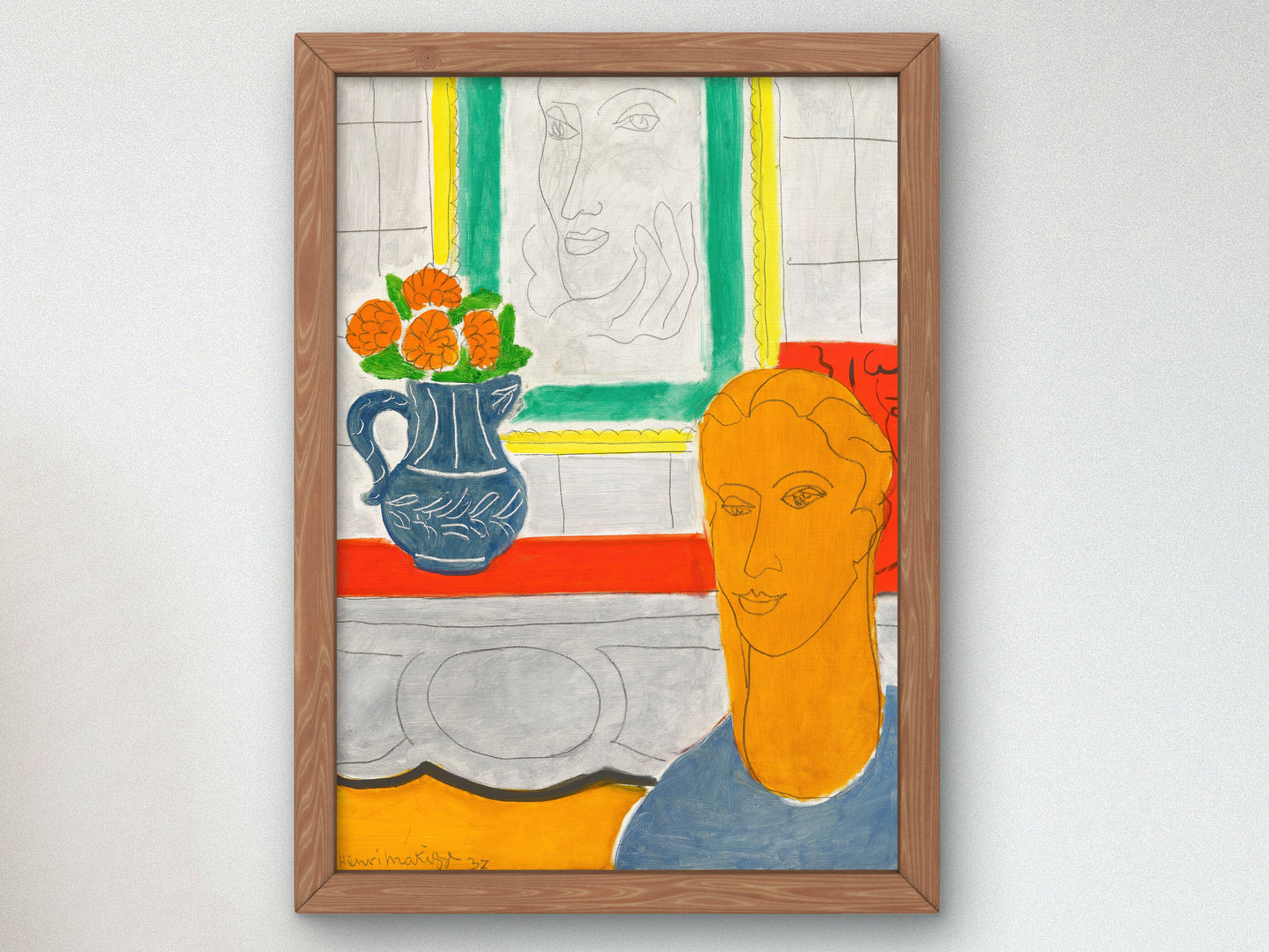 Figure et Bouquet by Henri Matisse 1937, Wall Art Print, Fine Art Reproduction, Museum Quality Decor, Poster