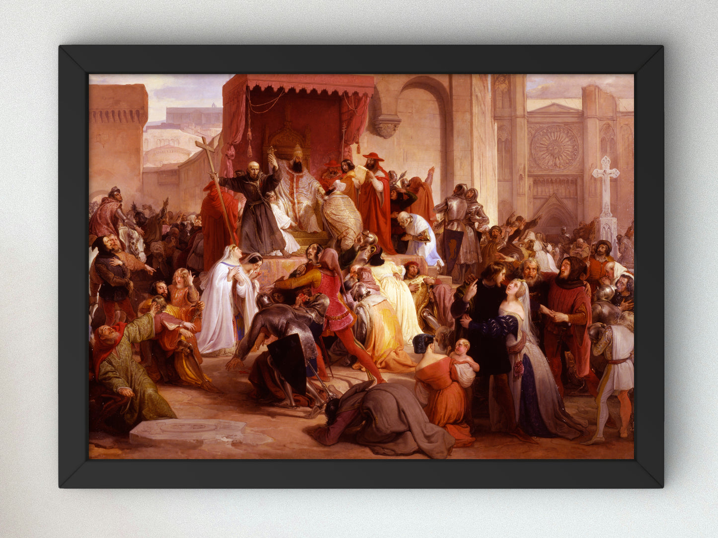 Pope Urban II Preaching the First Crusade in the Square of Clermont by Francesco Hayez 1835, Wall Art Print, Fine Art Reproduction