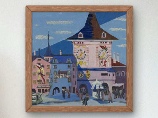 Bern with Bell Tower by Ernst Ludwig Kirchner 1935, Wall Art Print, Fine Art Reproduction, Museum Quality Decor, Poster
