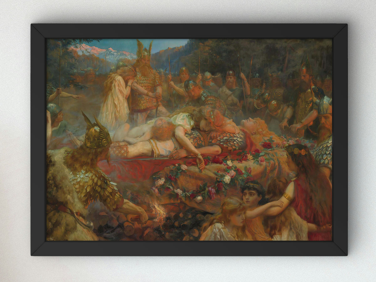 Death of a Viking Warrior by Charles Ernest Butler 1909, Wall Art Print, Fine Art Reproduction, Museum Quality Decor, Poster