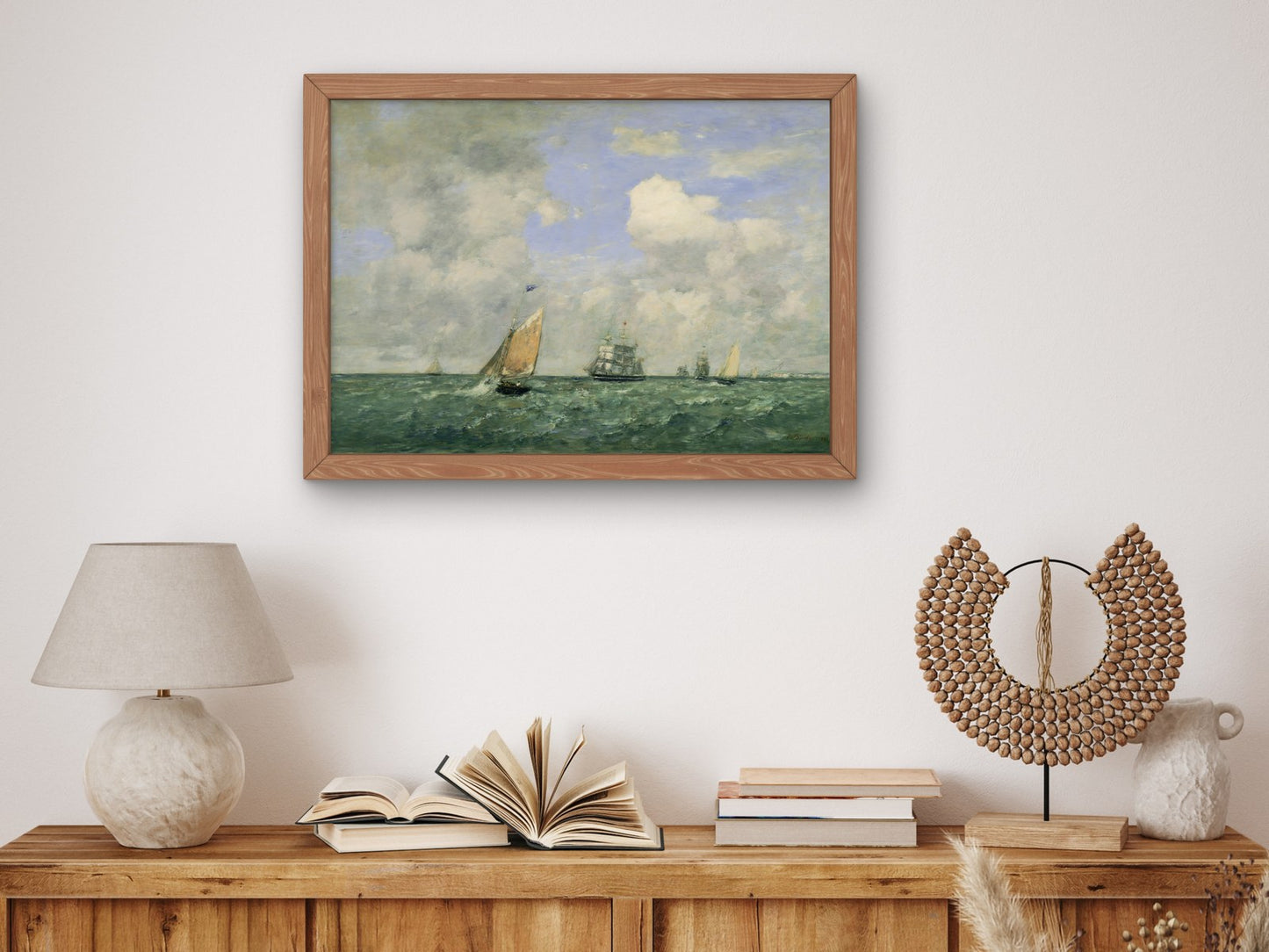 Ships and Sailing Boats Leaving Le Havre by Eugène Boudin 1887, Wall Art Print, Fine Art Reproduction, Museum Quality Decor, Poster