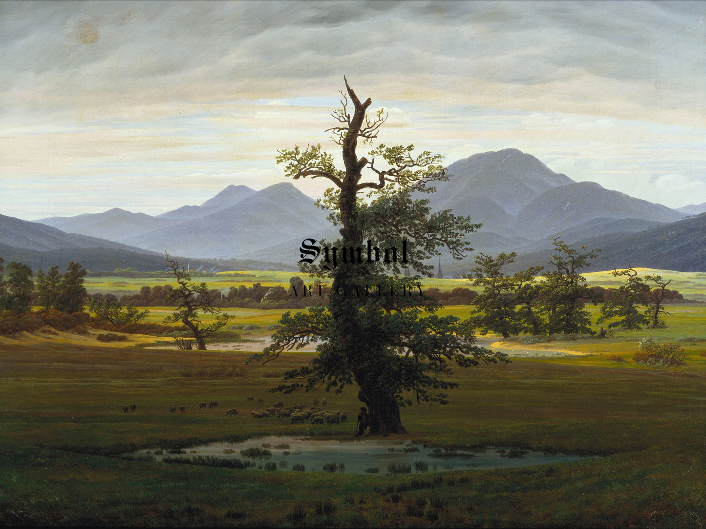 Village Landscape in Morning Light The Lone Tree by Caspar David Friedrich 1822, Wall Art Print, Fine Art Reproduction, Museum Quality Decor