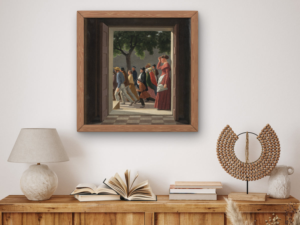 View through a Door to Running Figures by Christoffer Wilhelm Eckersberg 1844, Wall Art Print, Fine Art Reproduction, Museum Quality Decor