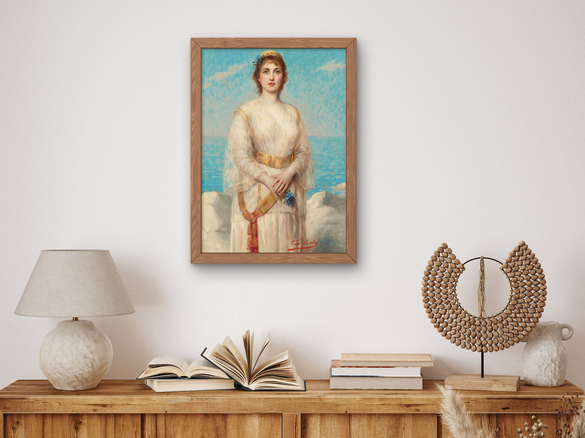 A Maiden on the Shore by Léon Herbo 1891, Wall Art Print, Fine Art Reproduction, Museum Quality Decor, Poster