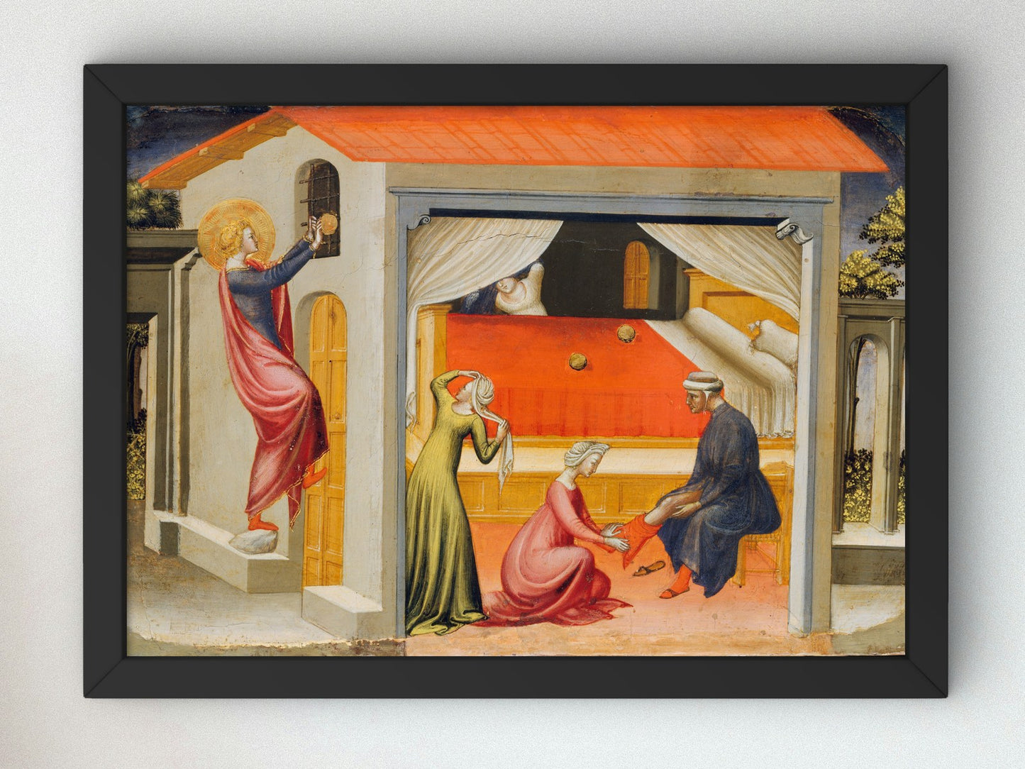 Saint Nicholas Providing Dowries by Bicci di Lorenzo 1433, Wall Art Print, Fine Art Reproduction, Museum Quality Decor, Poster