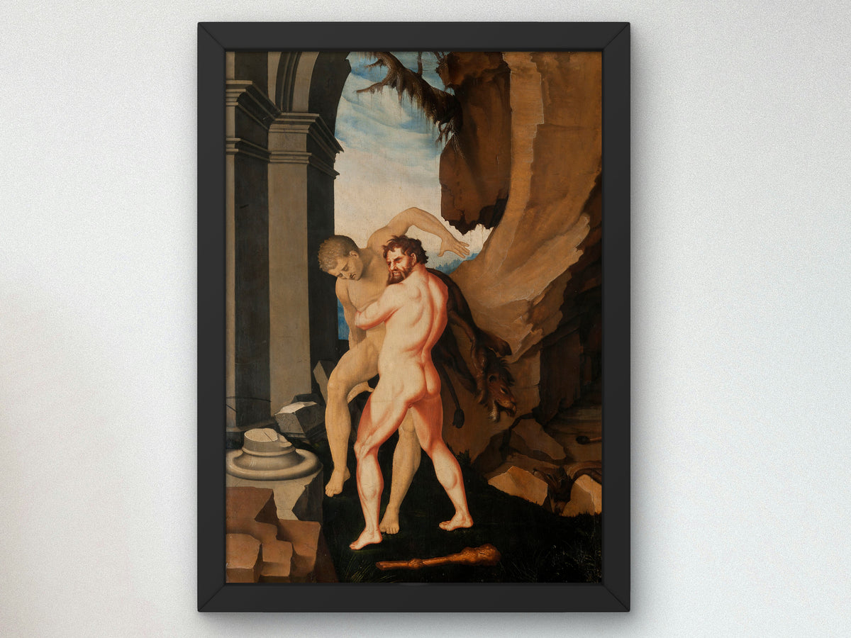 Hercules and Antaeus by Hans Baldung 1530, Wall Art Print, Fine Art Reproduction, Museum Quality Decor, Poster