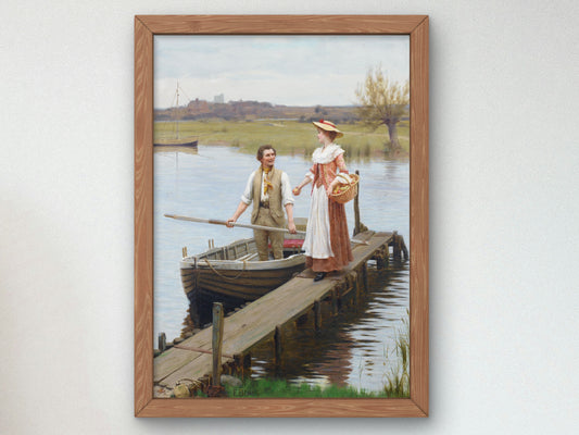 An Apple for the Boatman by Edmund Blair Leighton 1900, Wall Art Print, Fine Art Reproduction, Museum Quality Decor, Poster