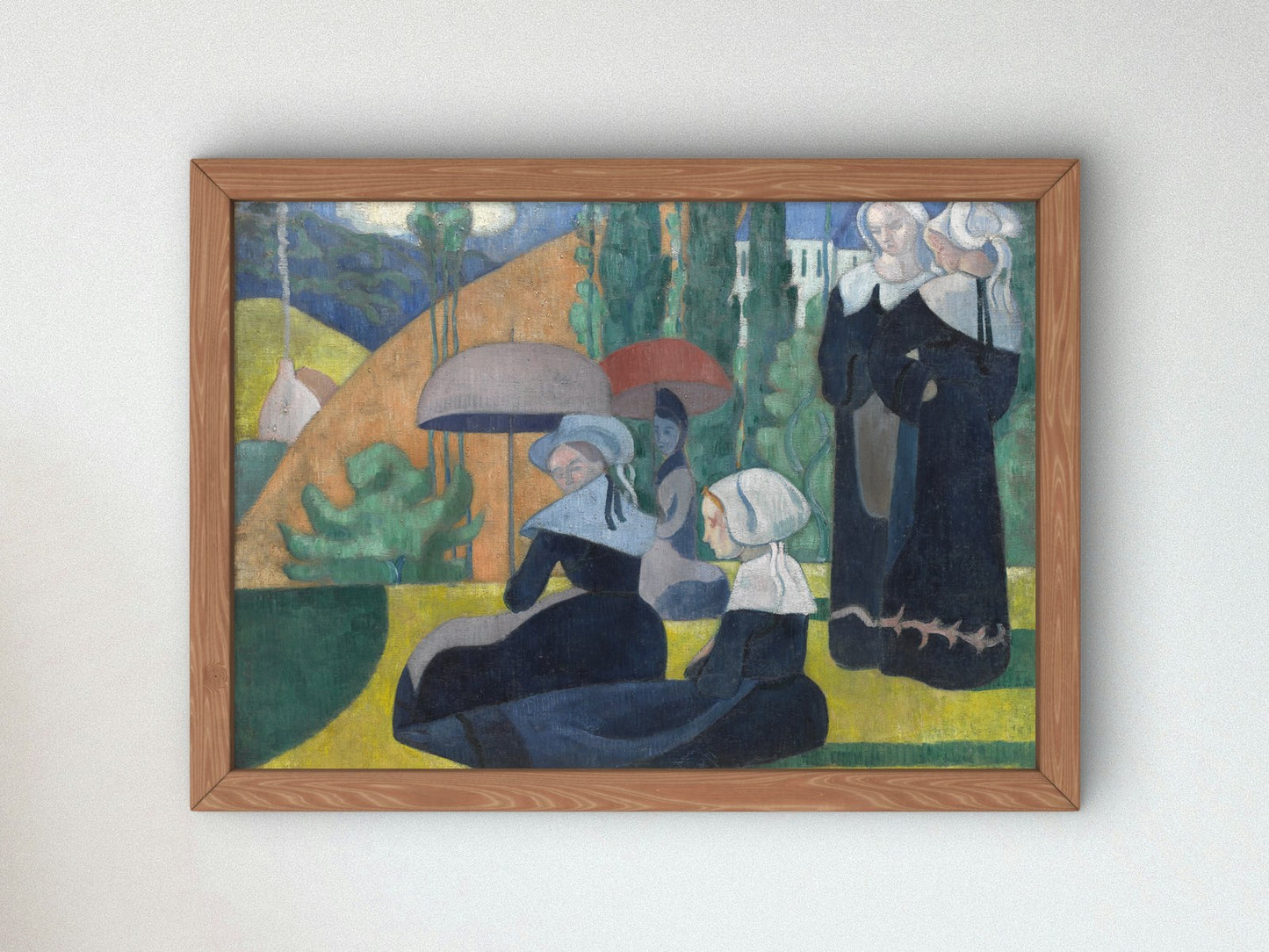 Breton Women with Umbrellas by Émile Bernard 1892, Wall Art Print, Fine Art Reproduction, Museum Quality Decor, Poster