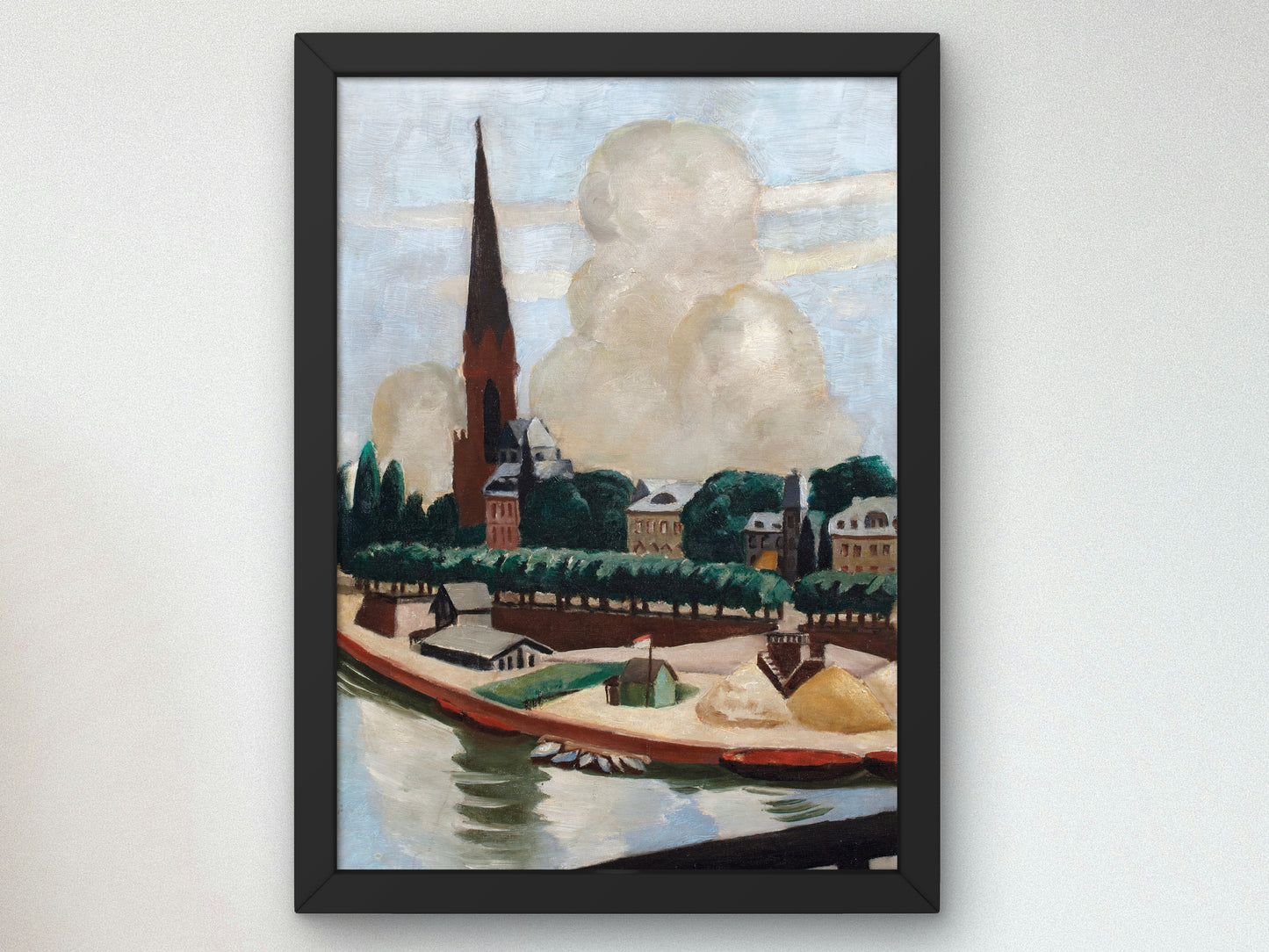 Bank of the Main and Church by Max Beckmann 1925, Wall Art Print, Fine Art Reproduction, Museum Quality Decor, Poster