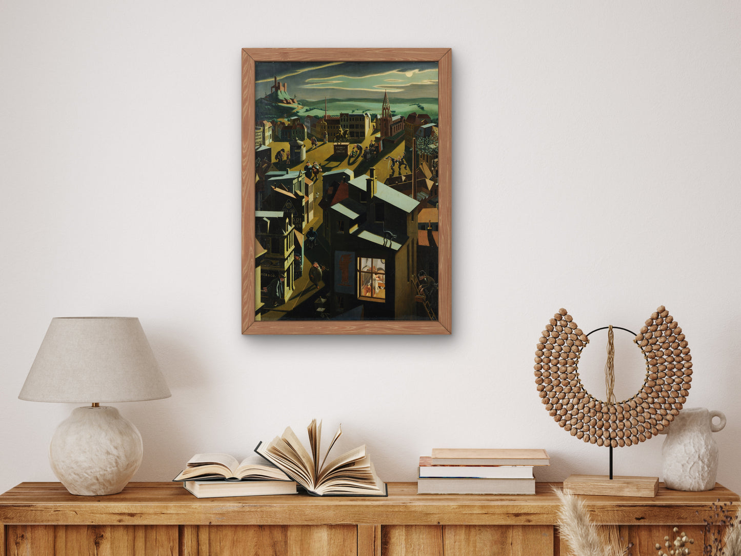 German Small Town By Night by Georg Scholz 1923, Wall Art Print, Fine Art Reproduction, Museum Quality Decor, Poster