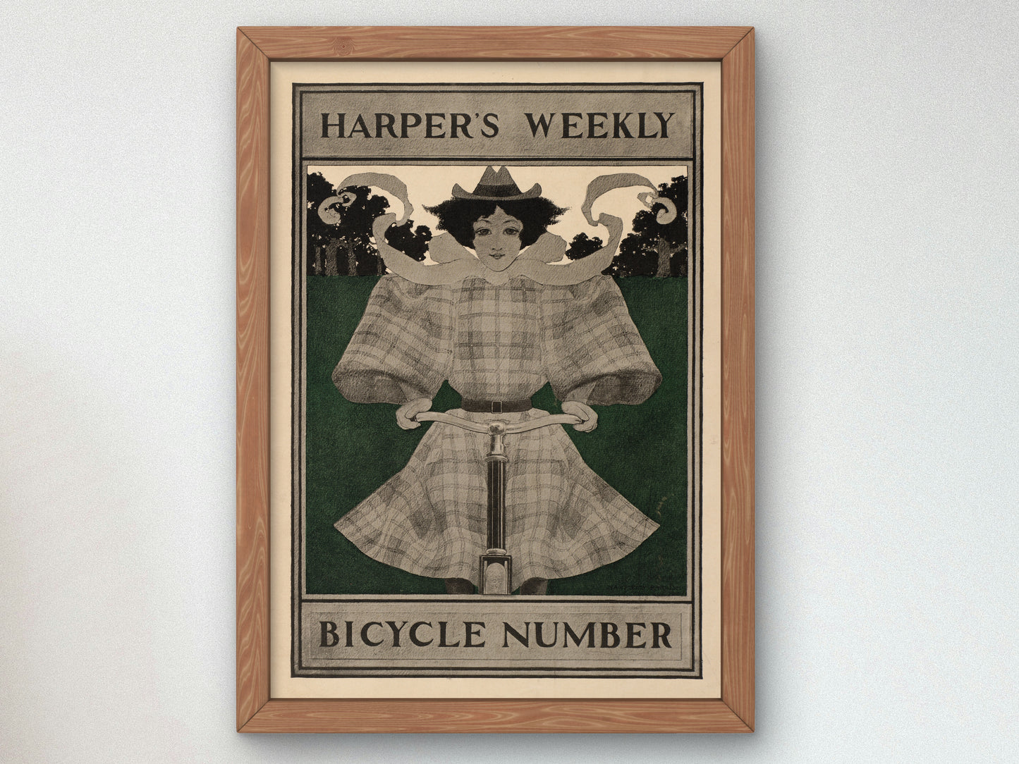 Bicycle Number by Maxfield Parrish 1890, Wall Art Print, Fine Art Reproduction, Museum Quality Decor, Poster