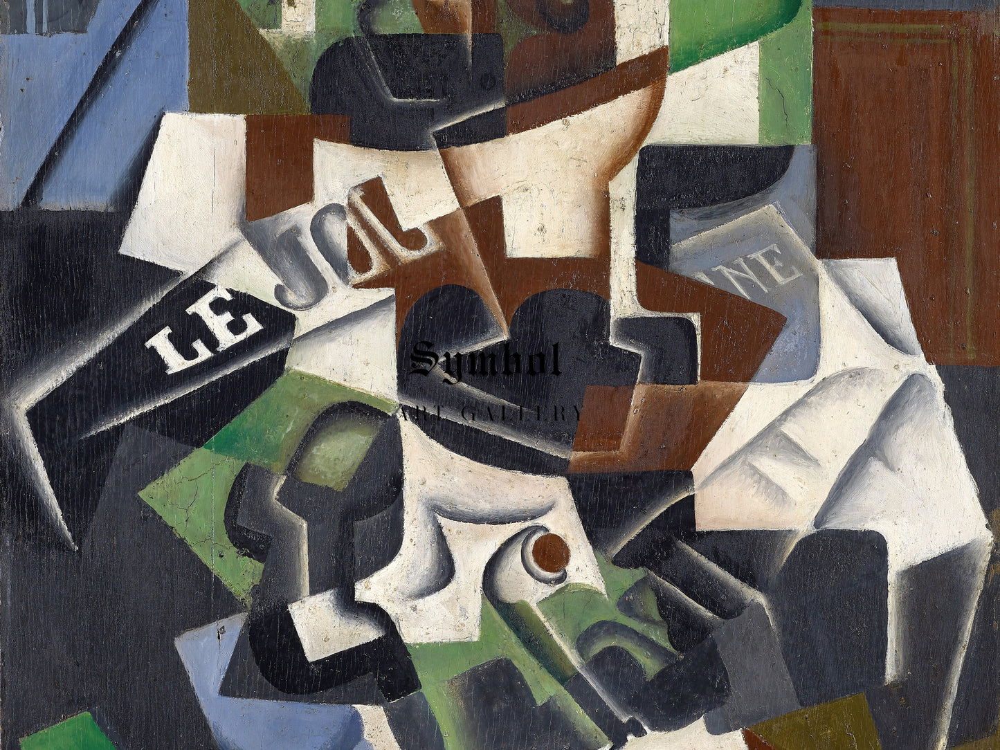 Fruit Bowl, Pipe and Newspaper by Juan Gris 1917, Wall Art Print, Fine Art Reproduction, Museum Quality Decor, Poster