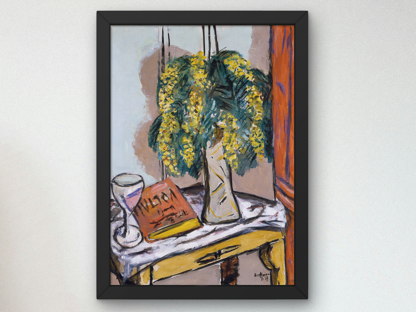 Still Life with Mimosas by Max Beckmann 1939, Wall Art Print, Fine Art Reproduction, Museum Quality Decor, Poster