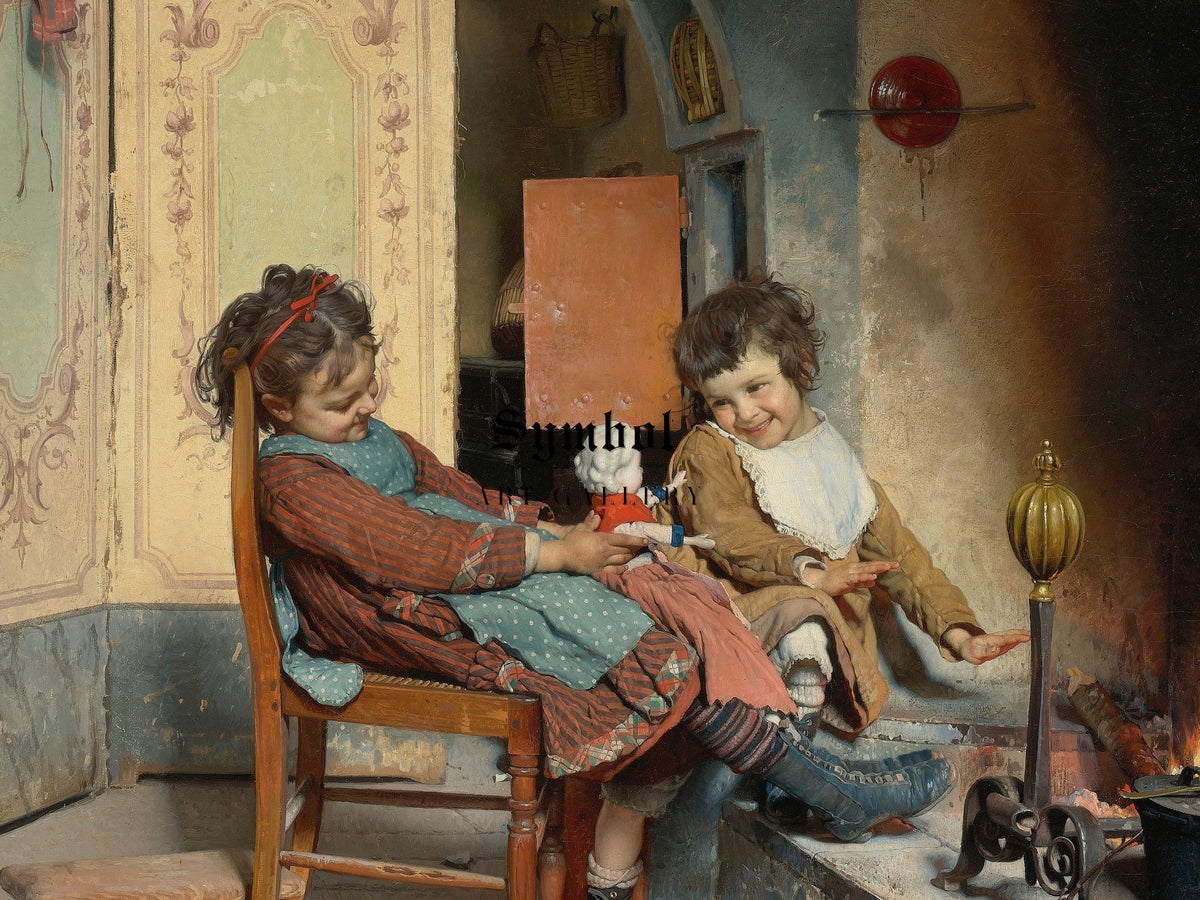 Joys of Childhood by Gaetano Chierici 1878, Wall Art Print, Fine Art Reproduction, Museum Quality Decor, Poster