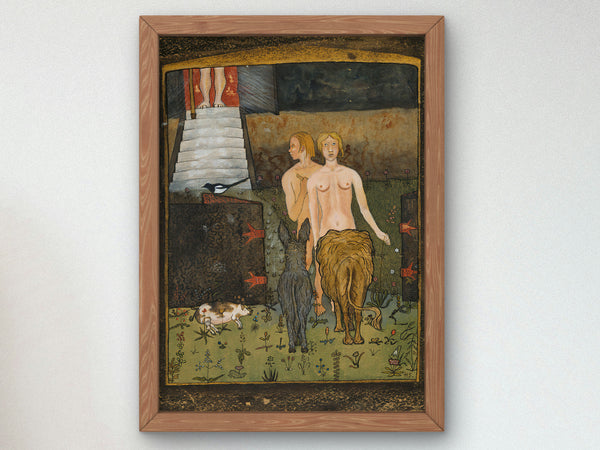 Adam and Eve by Hugo Simberg 1895, Wall Art Print, Fine Art Reproduction, Museum Quality Decor, Poster