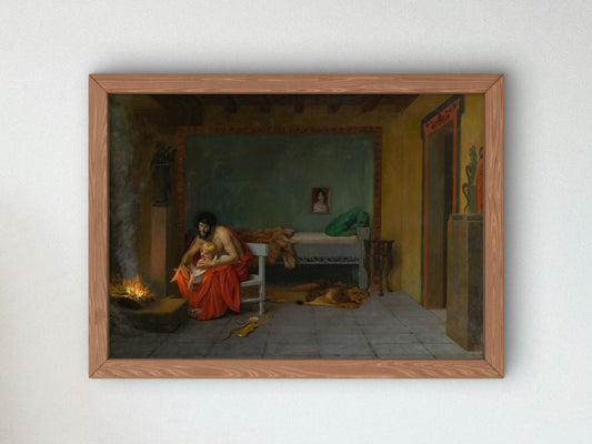 Cupid's Shivering Limbs the Embers Warm by Jean Léon Gérôme, Wall Art Print, Fine Art Reproduction, Museum Quality Decor, Poster