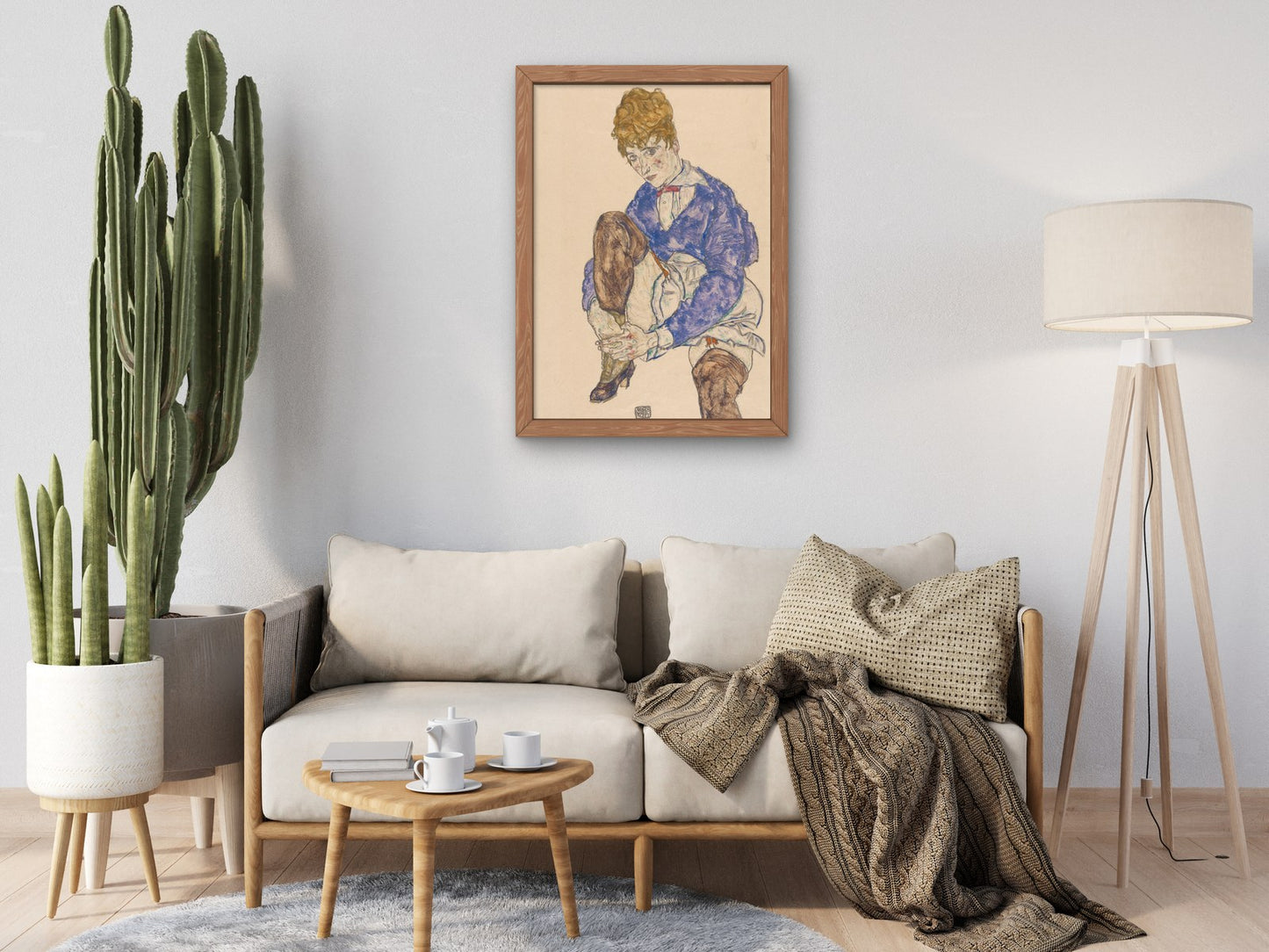 Portrait of the Artists Wife Seated Holding Her Right Leg by Egon Schiele 1917, Wall Art Print, Fine Art Reproduction, Museum Quality Decor
