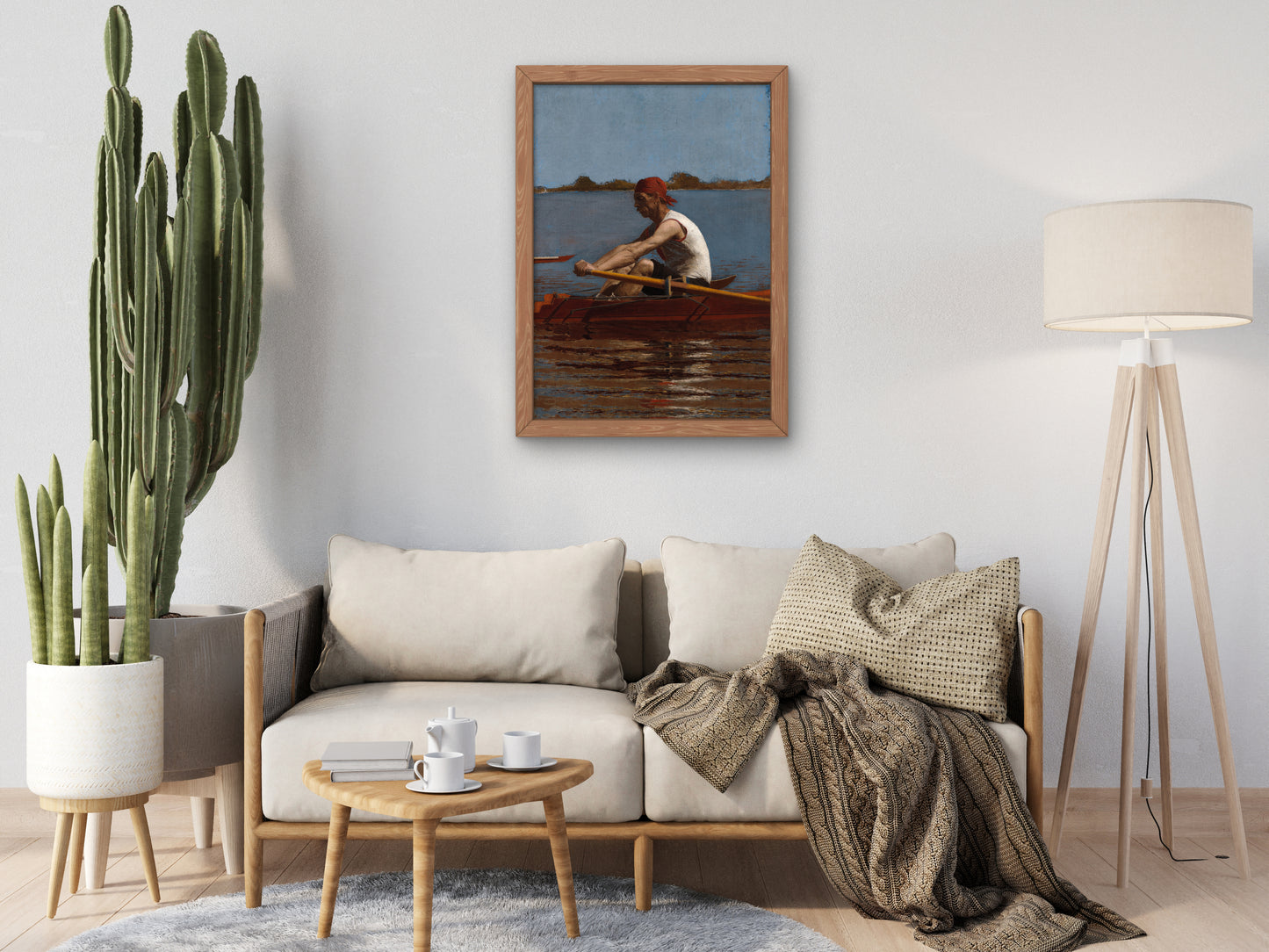 John Biglin in a Single Scull by Thomas Eakins 1874, Wall Art Print, Fine Art Reproduction, Museum Quality Decor, Poster