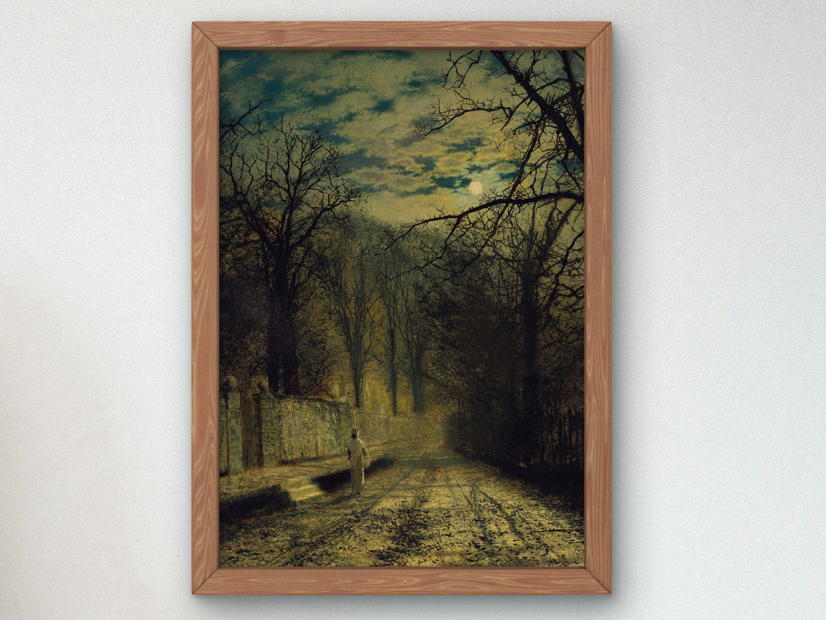 A Moonlit Street by John Atkinson Grimshaw 1880, Wall Art Print, Fine Art Reproduction, Museum Quality Decor, Poster