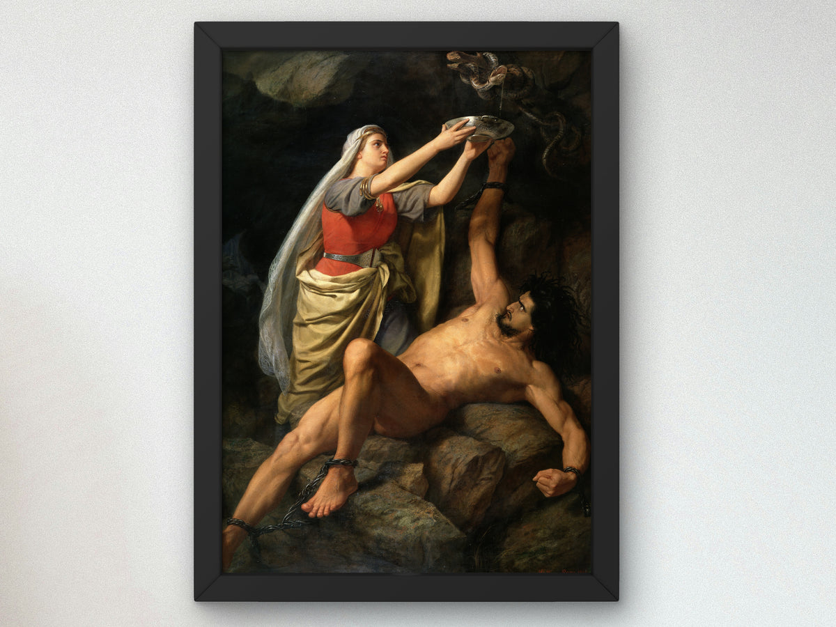 Loki and Sigyn by Mårten Eskil Winge 1863, Wall Art Print, Fine Art Reproduction, Museum Quality Decor, Poster