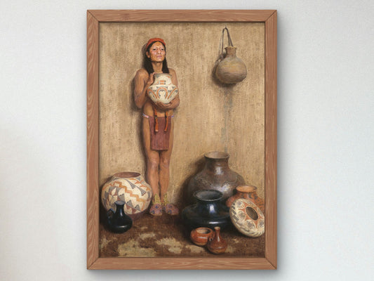 Pottery Vendor by Eanger Irving Couse 1916, Wall Art Print, Fine Art Reproduction, Museum Quality Decor, Poster