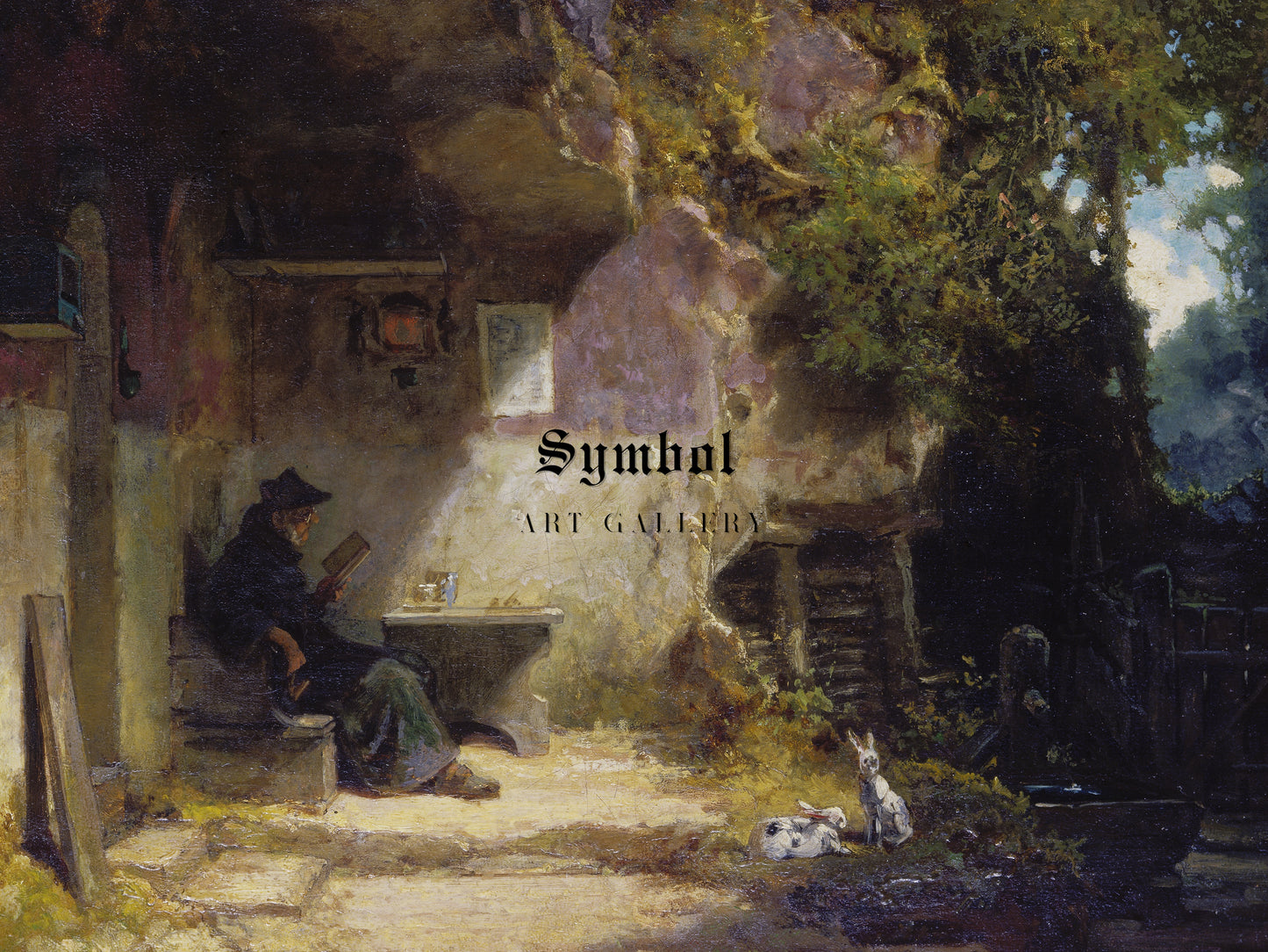 The Hermit in front of His Retreat by Carl Spitzweg 1844, Wall Art Print, Fine Art Reproduction, Museum Quality Decor, Poster