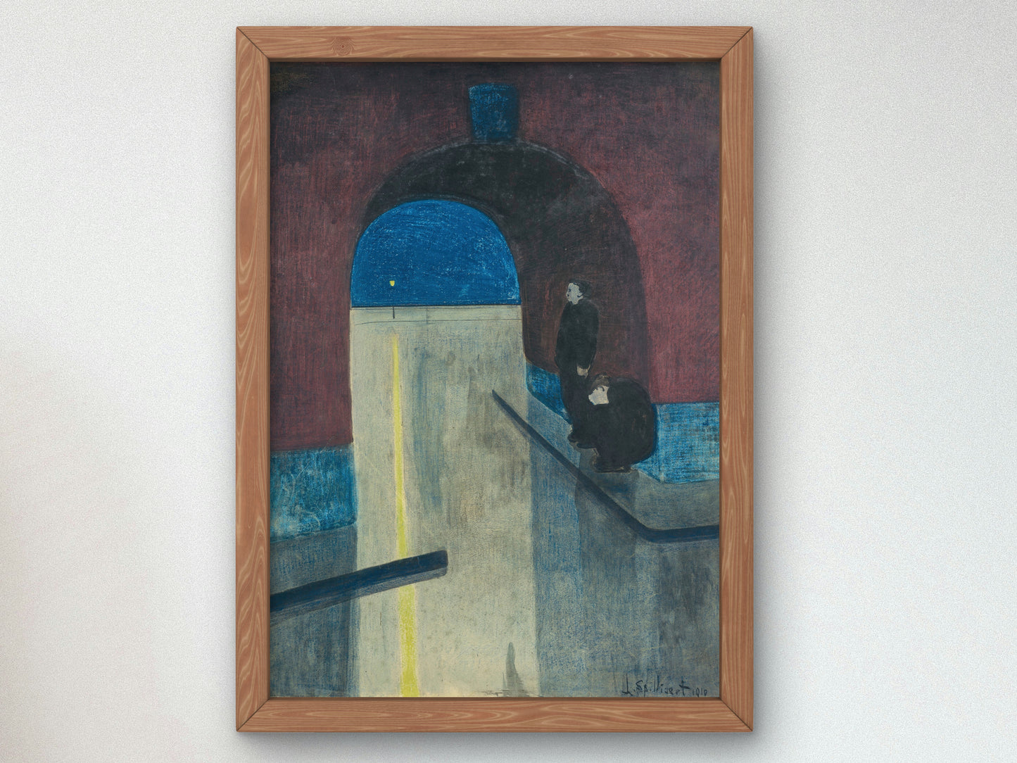 A Man and a Woman Sheltering under an Arch of the Drie Gapers by Léon Spilliaert 1910, Wall Art Print, Fine Art Reproduction, Museum Quality