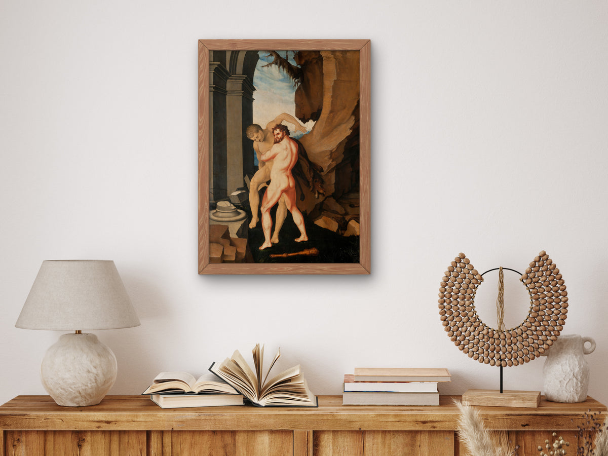 Hercules and Antaeus by Hans Baldung 1530, Wall Art Print, Fine Art Reproduction, Museum Quality Decor, Poster