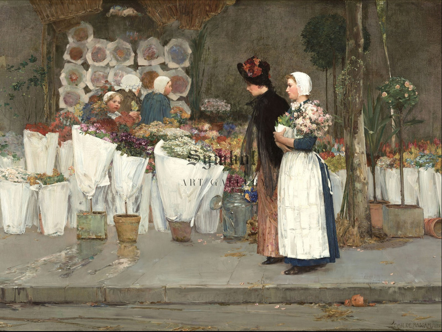 At the Florist by Childe Hassam 1889, Wall Art Print, Fine Art Reproduction, Museum Quality Decor, Poster