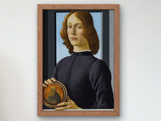 Portrait of a Young Man Holding a Roundel by Sandro Botticelli, Wall Art Print, Fine Art Reproduction, Museum Quality Decor, Poster