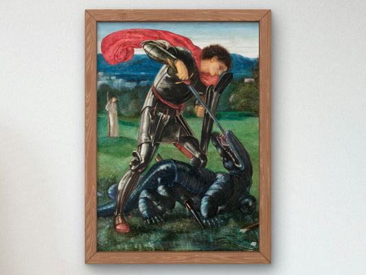 Saint George and the Dragon by Edward Burne Jones 1868, Wall Art Print, Fine Art Reproduction, Museum Quality Decor, Poster