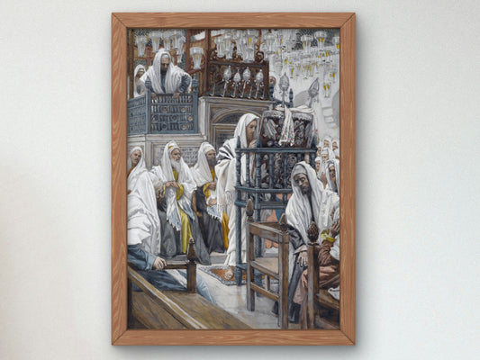 Jesus Unrolls the Book in the Synagogue by James Tissot 1886, Wall Art Print, Fine Art Reproduction, Museum Quality Decor, Poster