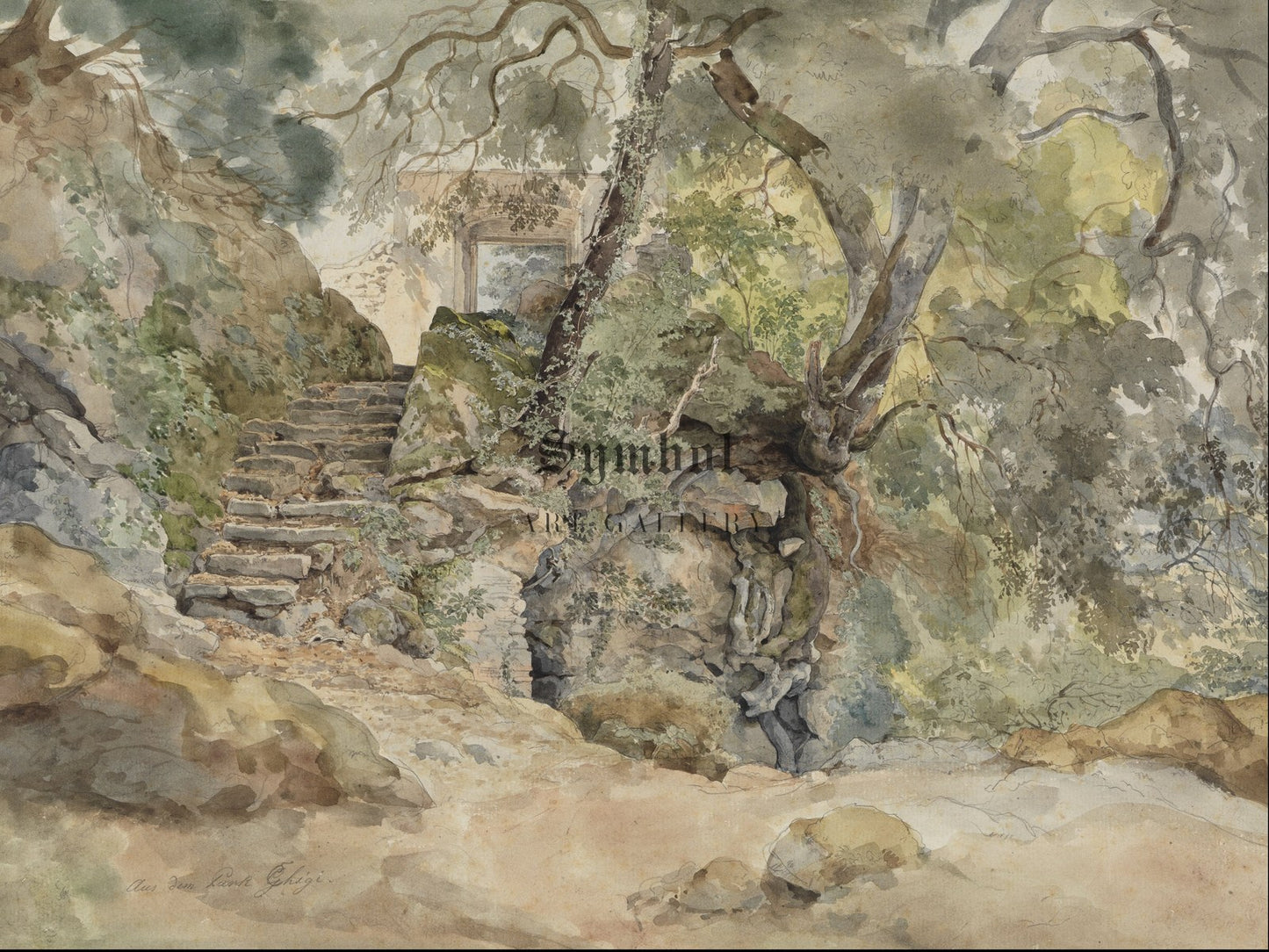 From the Park of Villa Chigi in Ariccia by Ernst Fries 1824, Wall Art Print, Fine Art Reproduction, Museum Quality Decor, Poster
