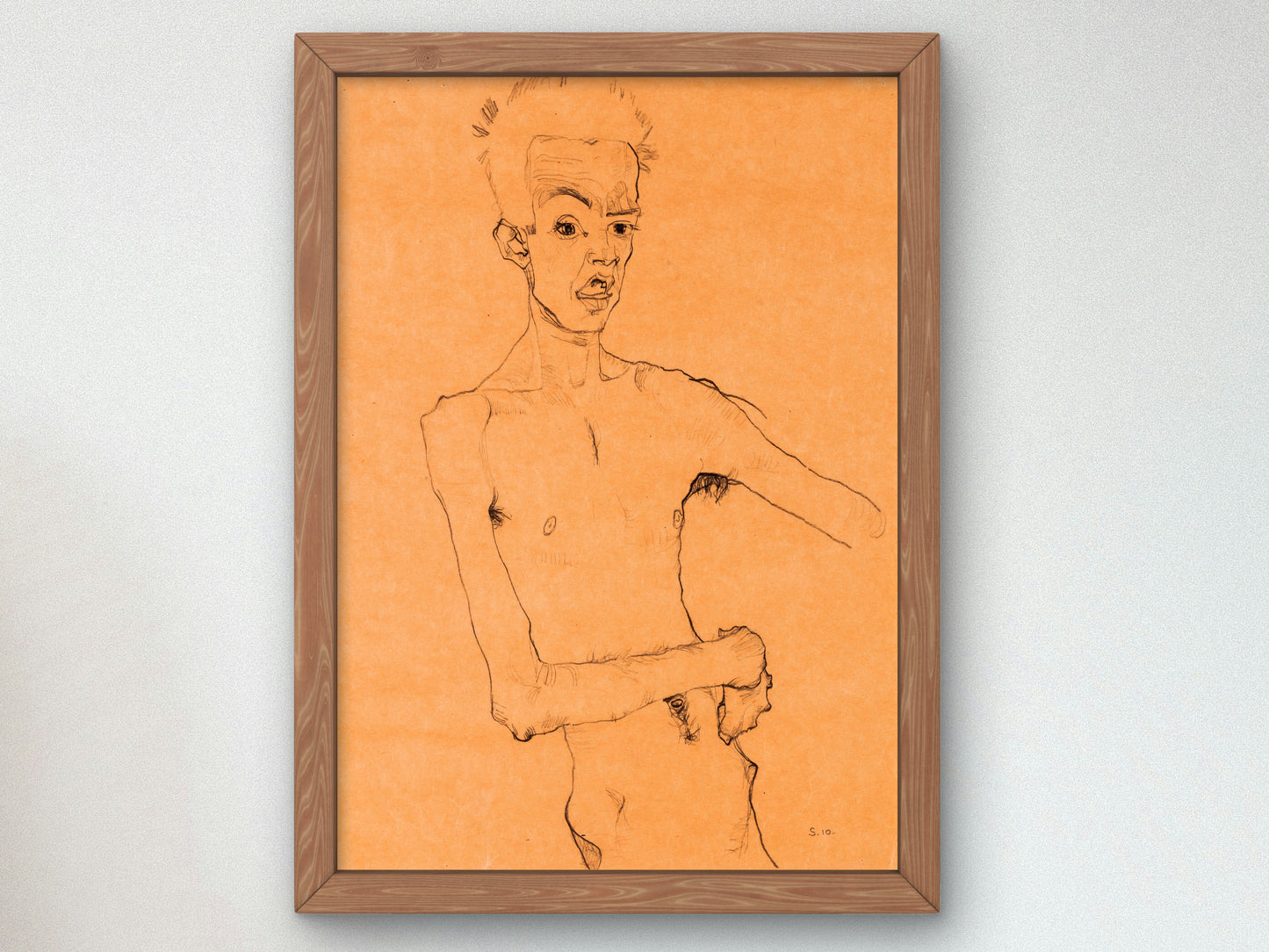Self Portrait with Open Mouth by Egon Schiele 1910, Wall Art Print, Fine Art Reproduction, Museum Quality Decor, Poster
