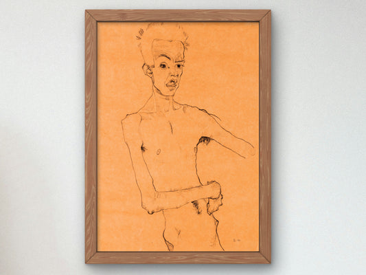 Self Portrait with Open Mouth by Egon Schiele 1910, Wall Art Print, Fine Art Reproduction, Museum Quality Decor, Poster