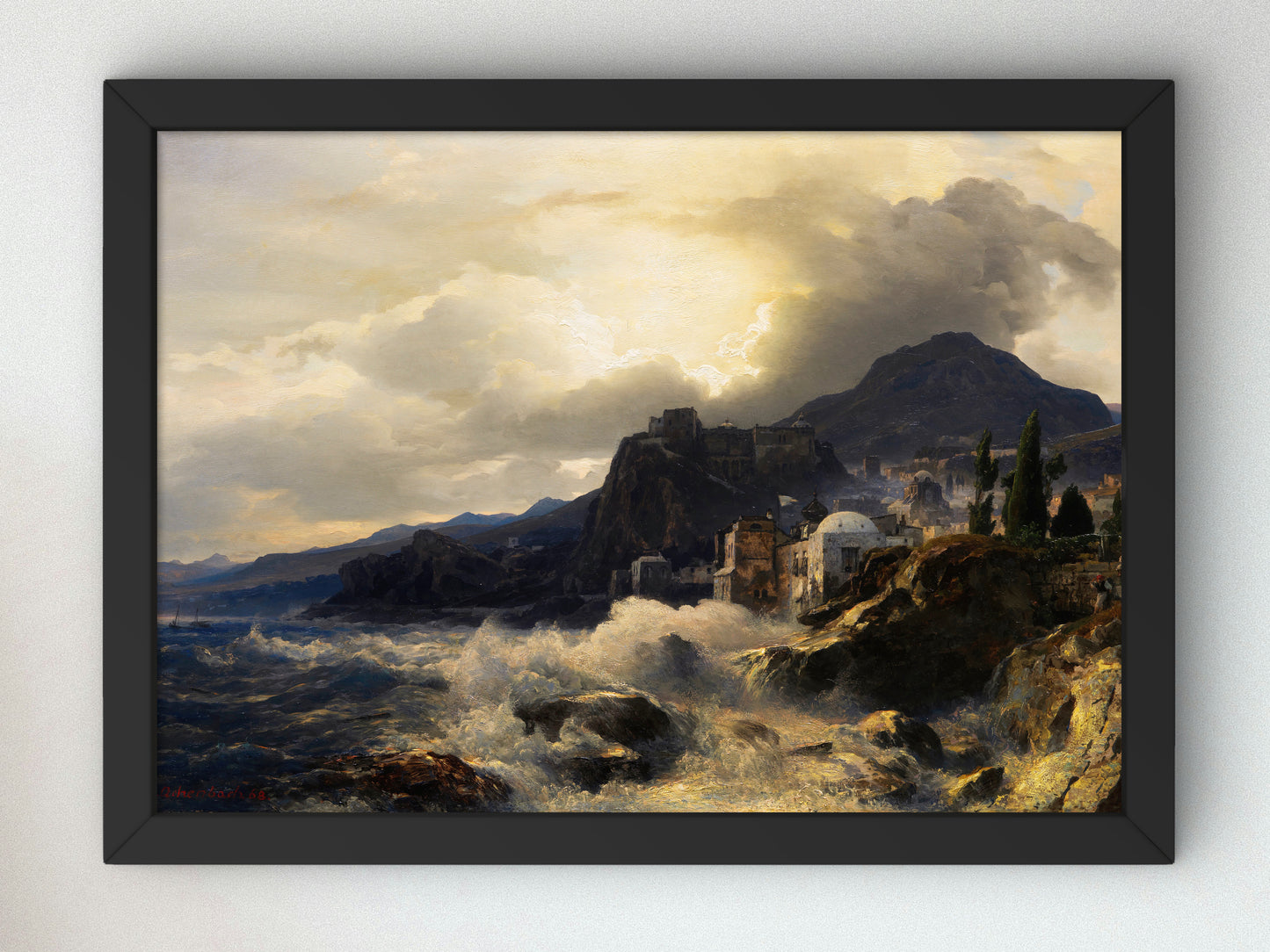Evening Mood on the Greek Coast by Andreas Achenbach 1868, Wall Art Print, Fine Art Reproduction, Museum Quality Decor, Poster