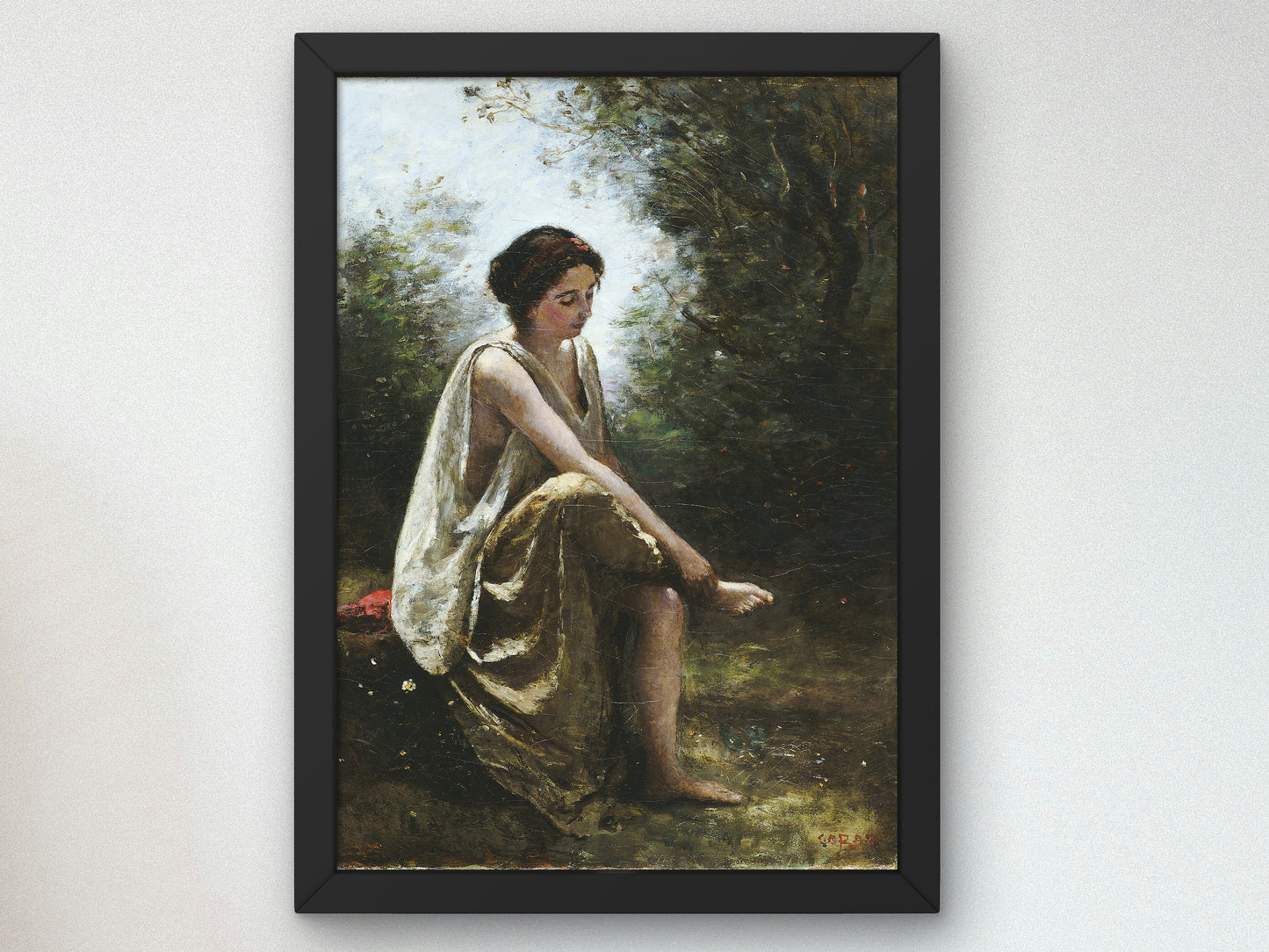 Wounded Eurydice by Jean Baptiste Camille Corot 1869, Wall Art Print, Fine Art Reproduction, Museum Quality Decor, Poster