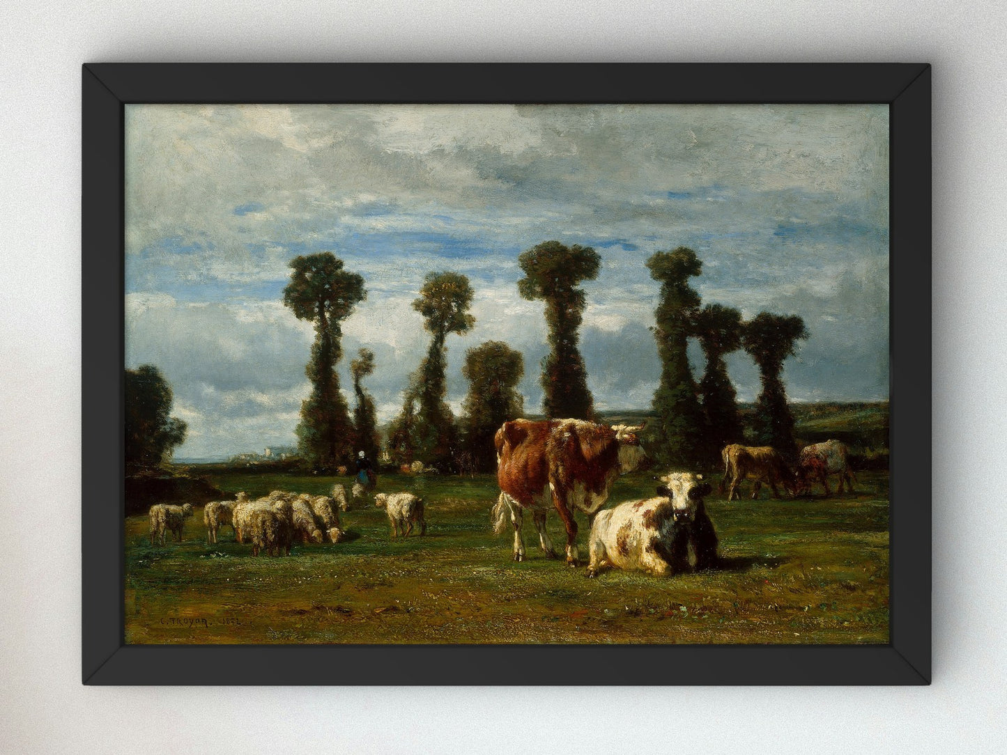 Pasture in Normandy by Constant Troyon 1852, Wall Art Print, Fine Art Reproduction, Museum Quality Decor, Poster