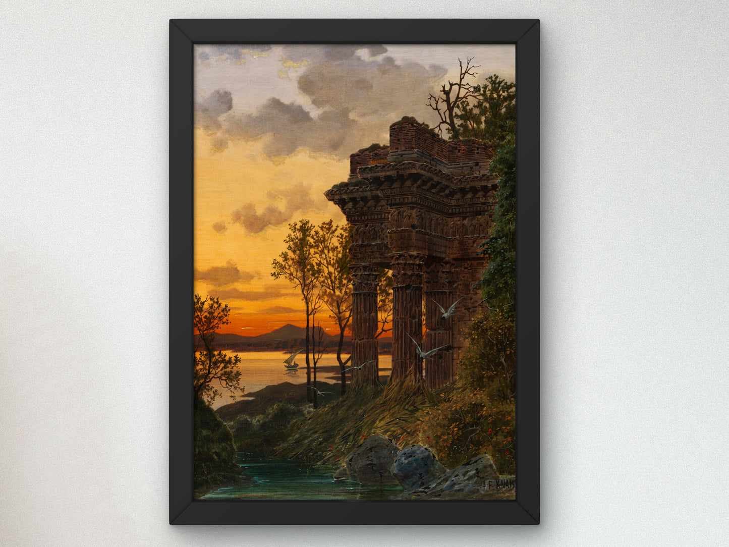 Evening Landscape with Ruins by Ferdinand Knab 1891, Wall Art Print, Fine Art Reproduction, Museum Quality Decor, Poster